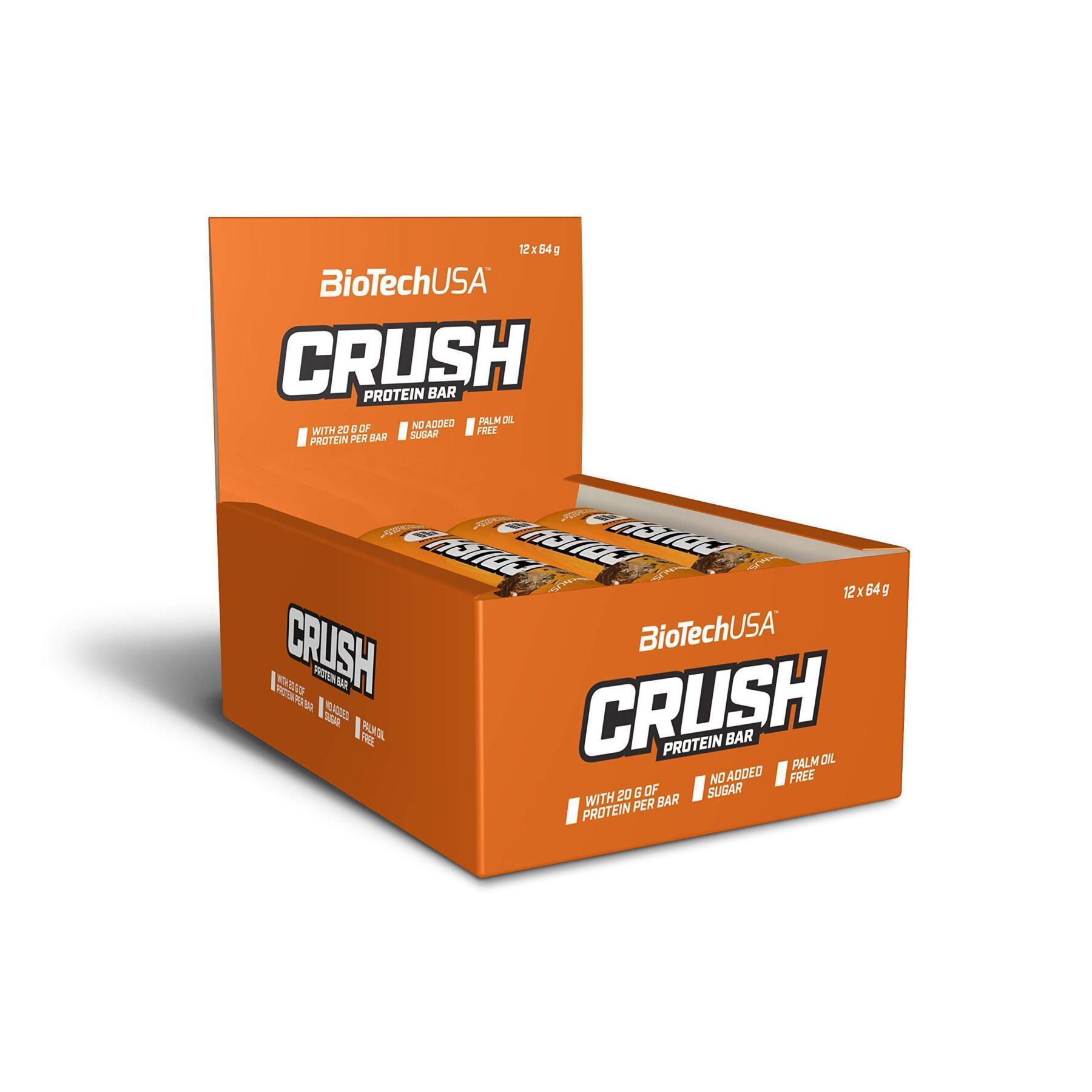 Confezione da 12 scatole di snack Biotech USA crush bar - Chocolat-beurre de noise