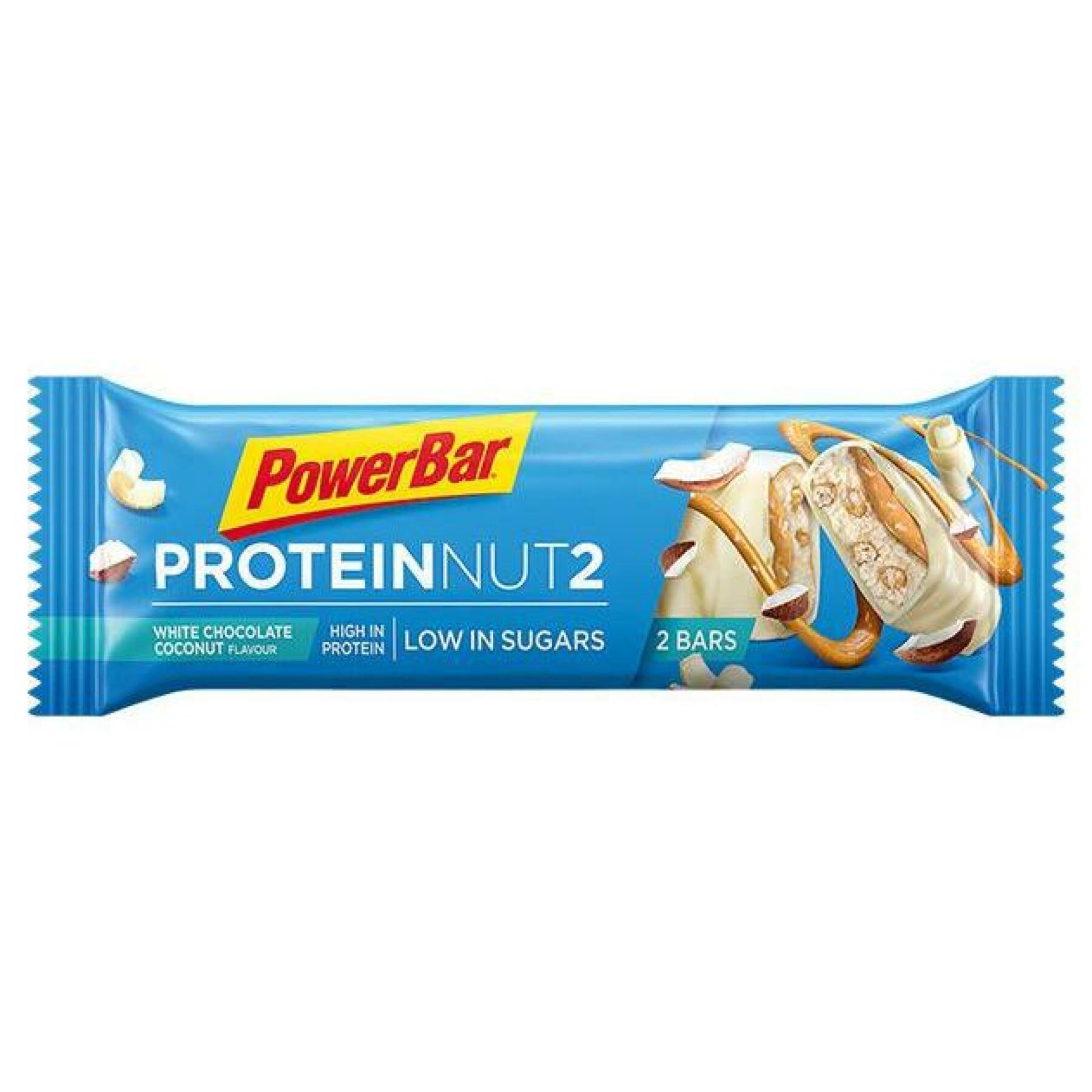 Confezione da 18 barrette PowerBar Protein Nut2 - White Chocolate coconut