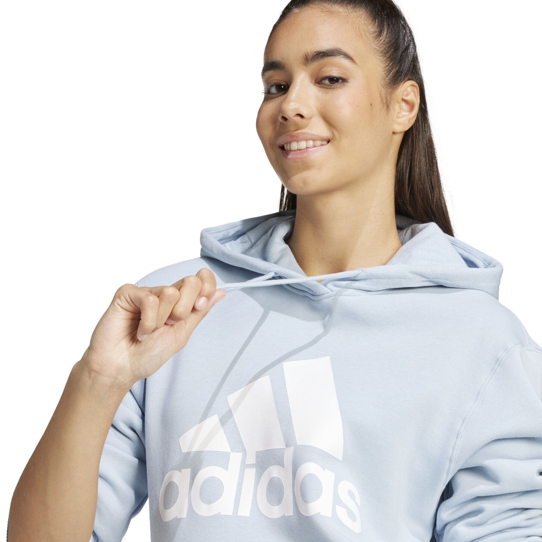 Felpa in pile a cappuccio da donna Adidas Essentials Big Logo Regular